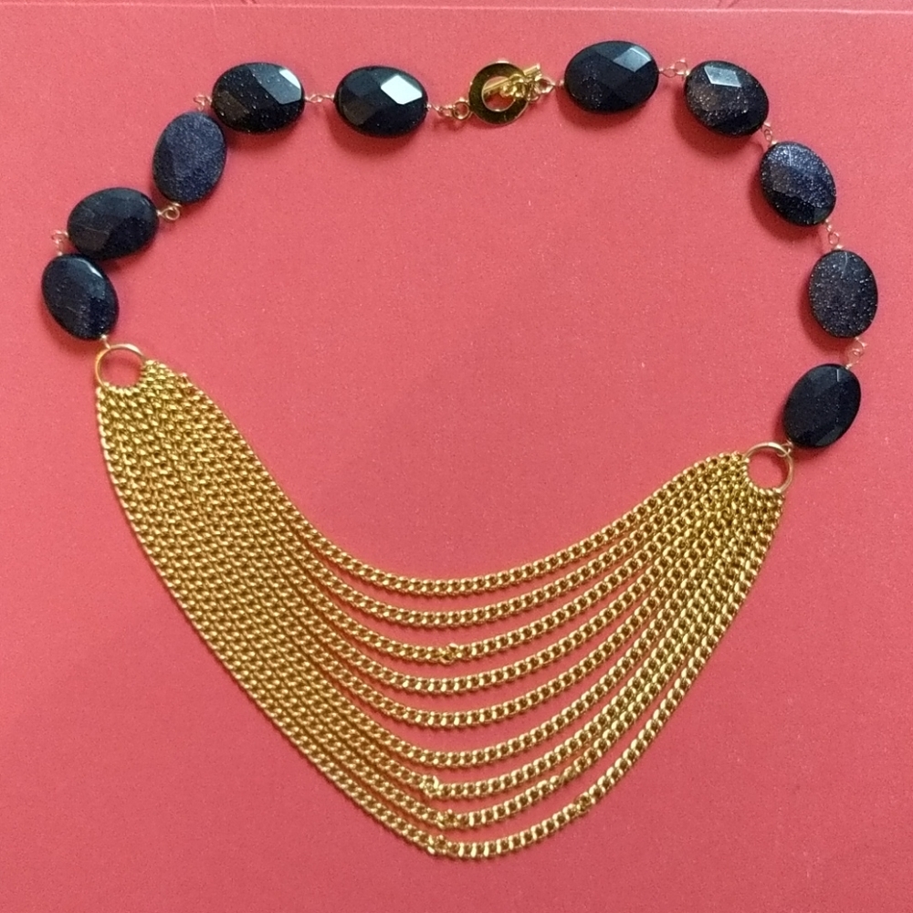 Navy goldtone necklace